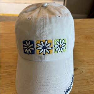 Life Is Good Kids' Cream Hat with Floral Embroidery